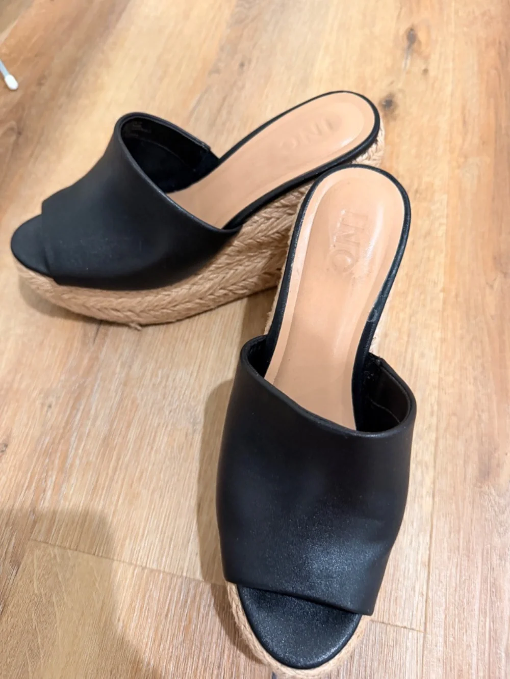 INC International ConceptsStyle Cicily Espadrille Wedge Sandals Black Size 8